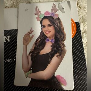 Floral Antler Headband with Purple Bow